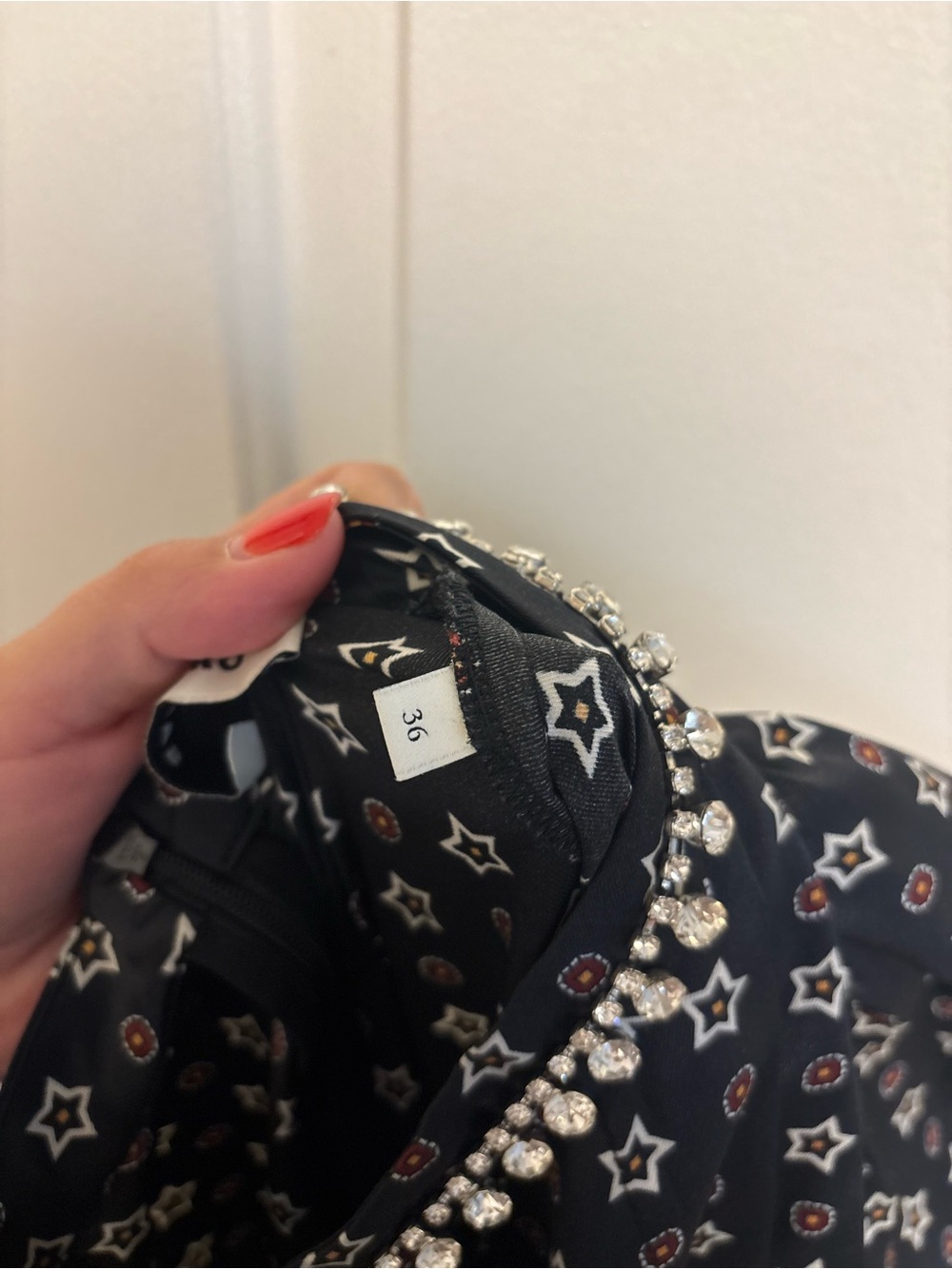 NWOT Sandro Black Star-Print Mini Satin Dress FR 36 - Picture 8 of 9
